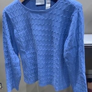 Liz Claiborne Periwinkle Blue XL Cotton Cable Knit Sweater